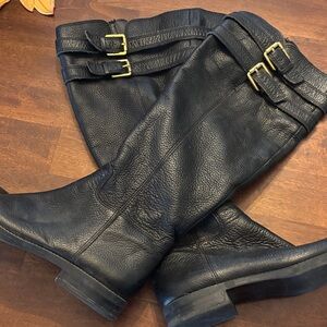 Franco Sarto Black Leather Buckle Boots